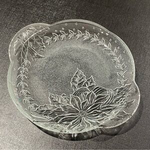 Vintage Clear Glass Holiday Trinket Dish Candy Dish Serving Plate Salad Plate